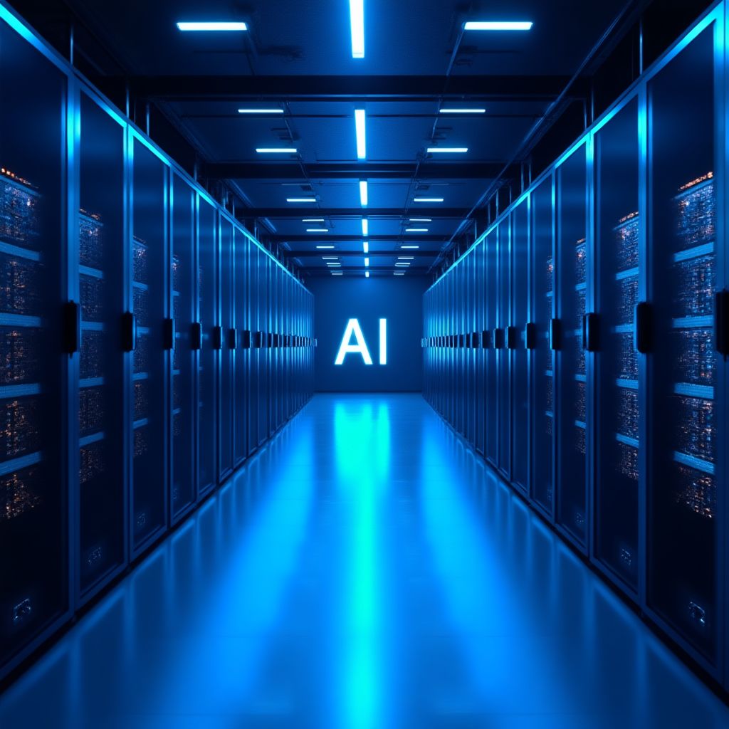 Yapay zeka verilerini işleyen sunucu odası